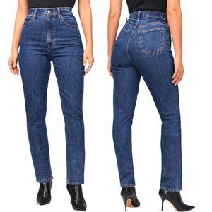 Abercrombie & Fitch Curve Love The 90s Slim Straight Jean 26 High Rise Dark Blue